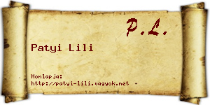 Patyi Lili névjegykártya
